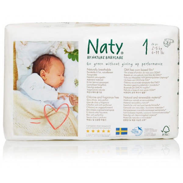 Еко пелени Nature Babycare 2-5 кг. 26 броя - Naty