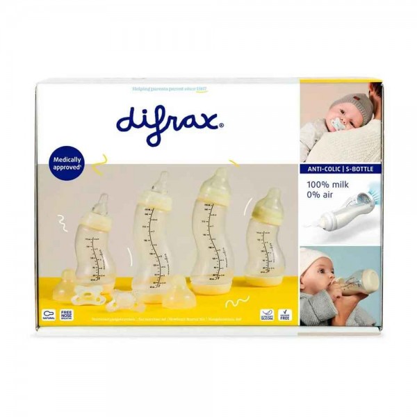 Difrax Newborn Starter Set комплект S-образни бутилки за новородено+2бр. залъгалки